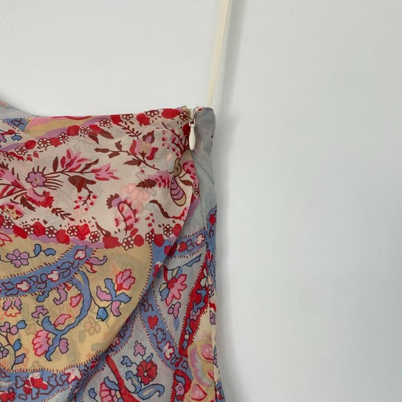 Veronica Beard Kimber Silk Midi-length Dress Multi-color One Shoulder Drapey - Picture 5 of 12